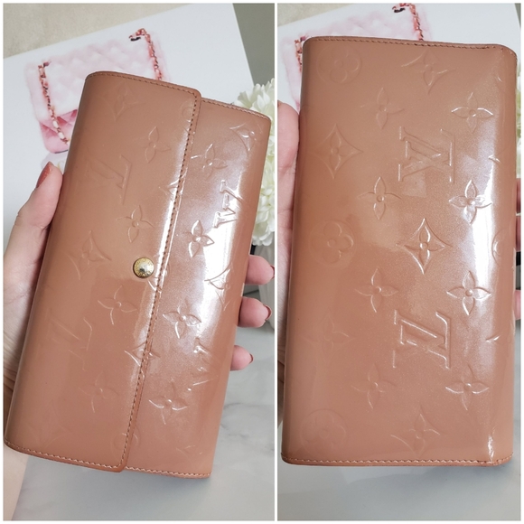 Authentic Pre-owned Louis Vuitton Rose Velours Vernis Flap Wallet - Picture 6 of 16
